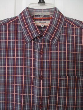 Faconnable Mens L/S Purple Orange Cotton Casual Shirt - Size 16/32-33 or Medium